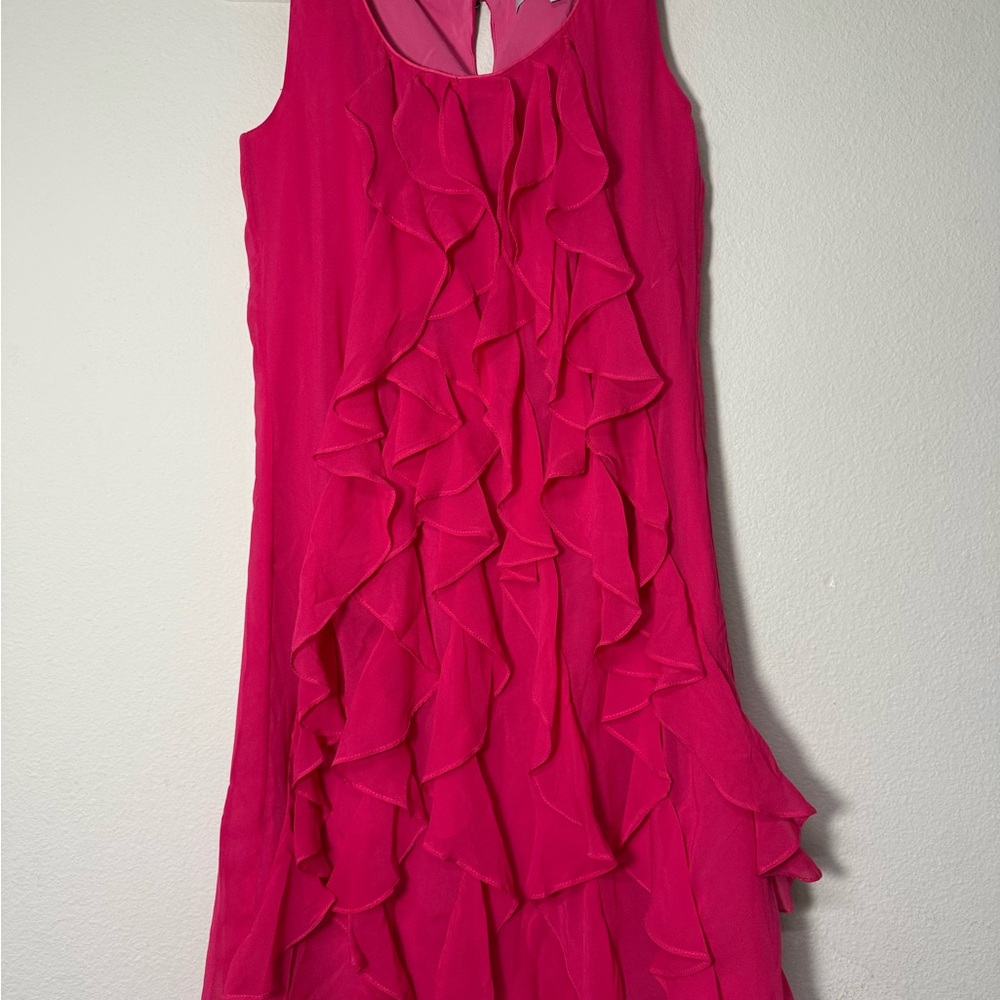 Chic Fuchsia Ruffle Prom Dress - Picture 2 of 4